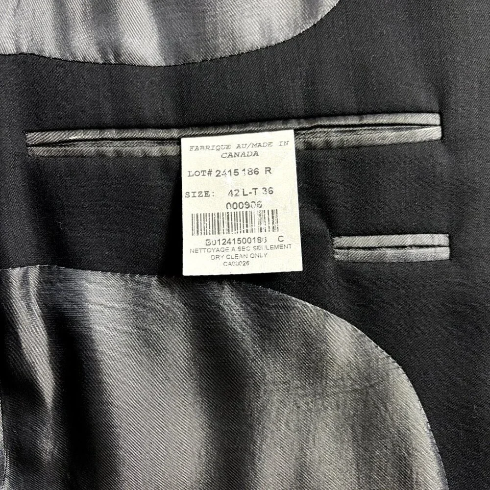 ULTIMO Uomo Men's Suit 42L Black Wool 2-Piece: Blazer & Dress Pants 36x31 Canada